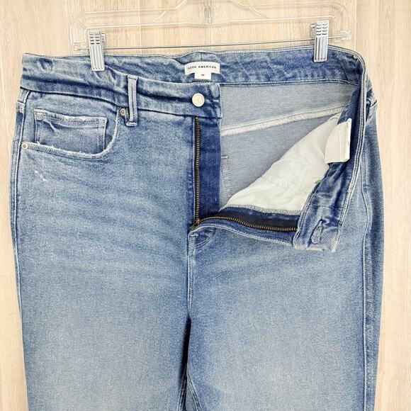 Good American Jeans Womens Size 16 Good Curve Straight High Rise Ankle Stretch - Picture 4 of 12